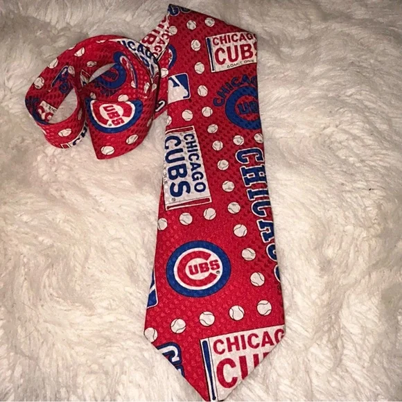 VTG 1992 RM Style Chicago Cubs Ralph Marlin Silk Neck Tie R/W/B Admit One - Picture 9 of 12